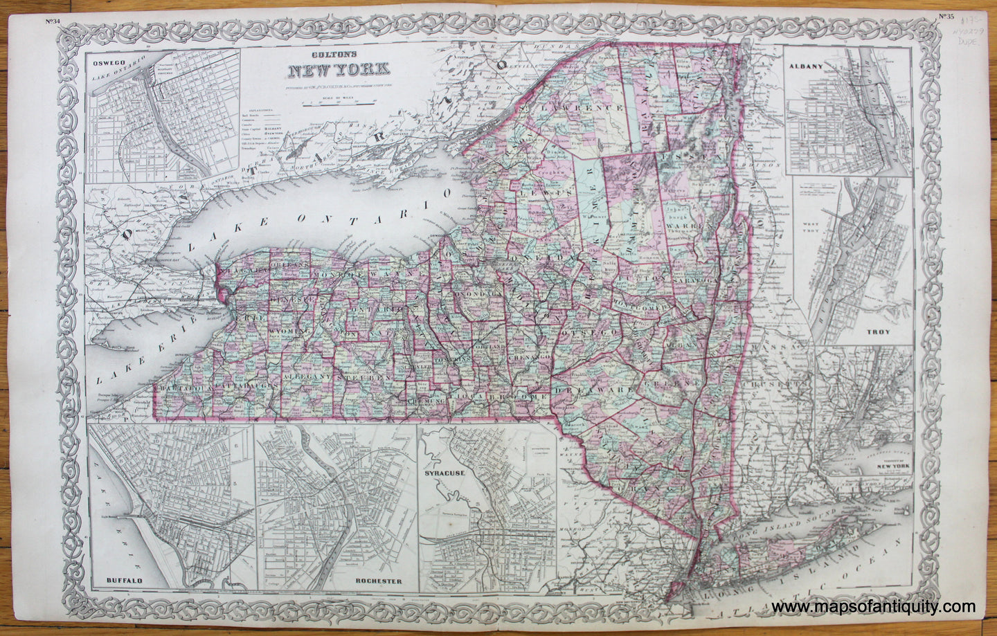 Antique-Map-Colton's-New-York