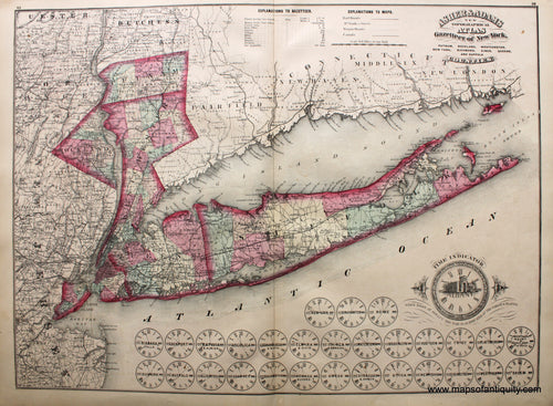 Antique-Hand-Colored-Map-Asher-&-Adams'-Atlas-of-New-York-Suffolk-Queens-Kings-Putnam-Richmond-and-Westchester-Counties.-United-States-Northeast-1871-Asher-and-Adams-Maps-Of-Antiquity