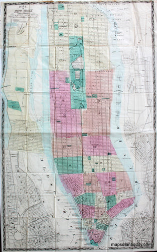 Antique-Hand-Colored-Map-Map-of-New-York-and-Vicinity-****-United-States-New-York-1865-Dripps-Maps-Of-Antiquity