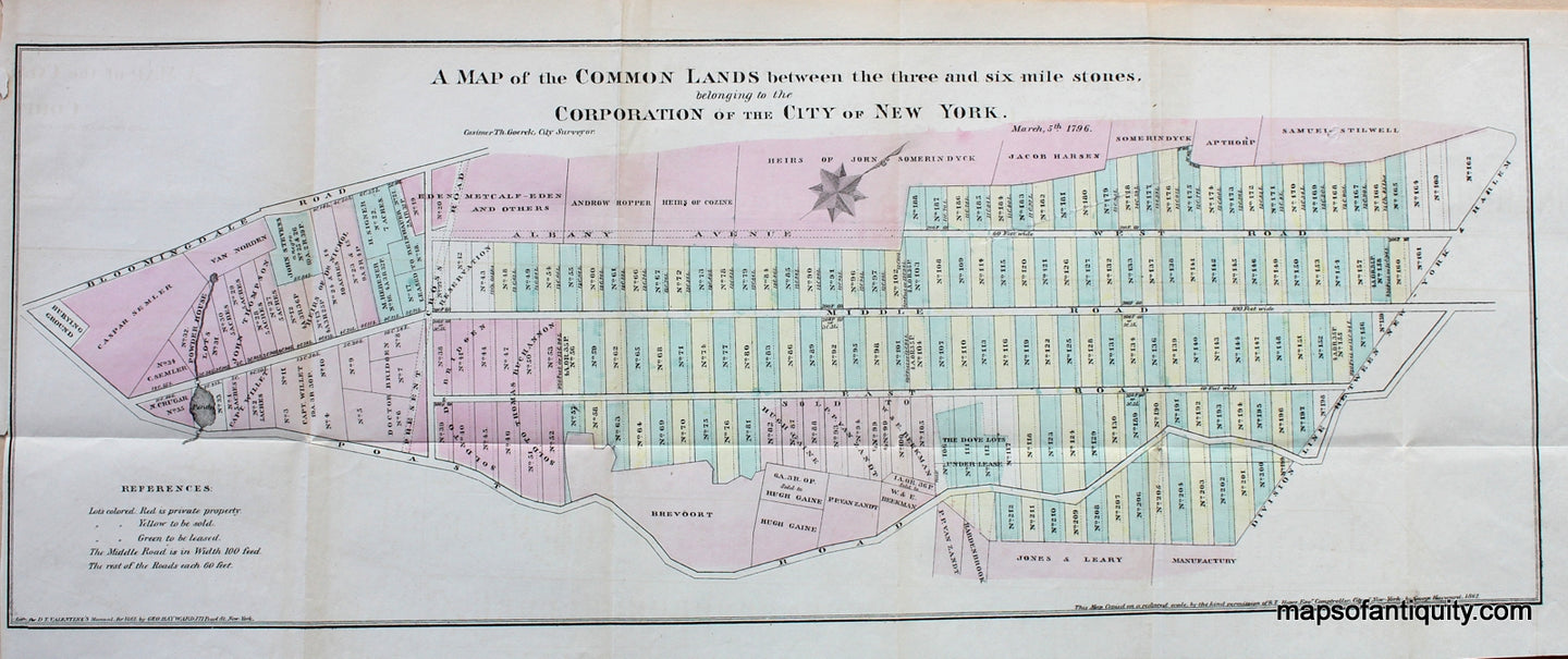 Hand-Colored-Antique-City-Plan-A-Map-of-the-Common-Lands-City-of-New-York-NY-United-States-Northeast-1861-Valentine's-Manual/Hayward-Maps-Of-Antiquity