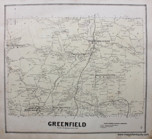Hand-Colored-Engraved-Antique-Map-Greenfield-(NY)-United-States-Northeast-1866-Stone-and-Stewart-Maps-Of-Antiquity