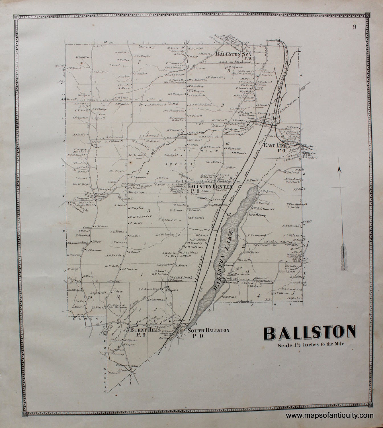 Hand-Colored-Engraved-Antique-Map-Ballston-Ballston-Spa-New-York-United-States-Northeast-1866-Stone-and-Stewart-Maps-Of-Antiquity