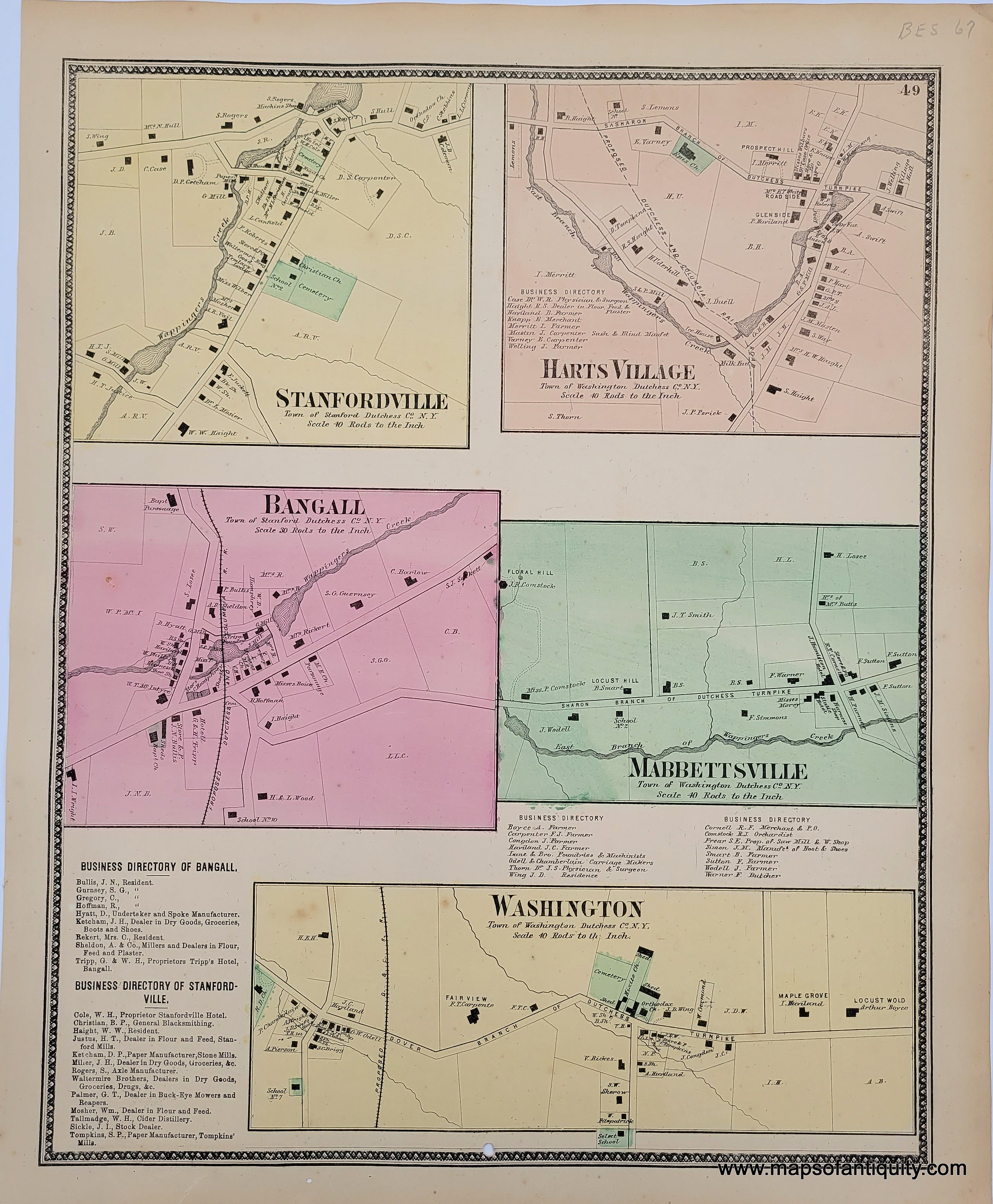 1867 - Stanfordville, Harts Village, Bangall, Mabbettsville, and Washi ...