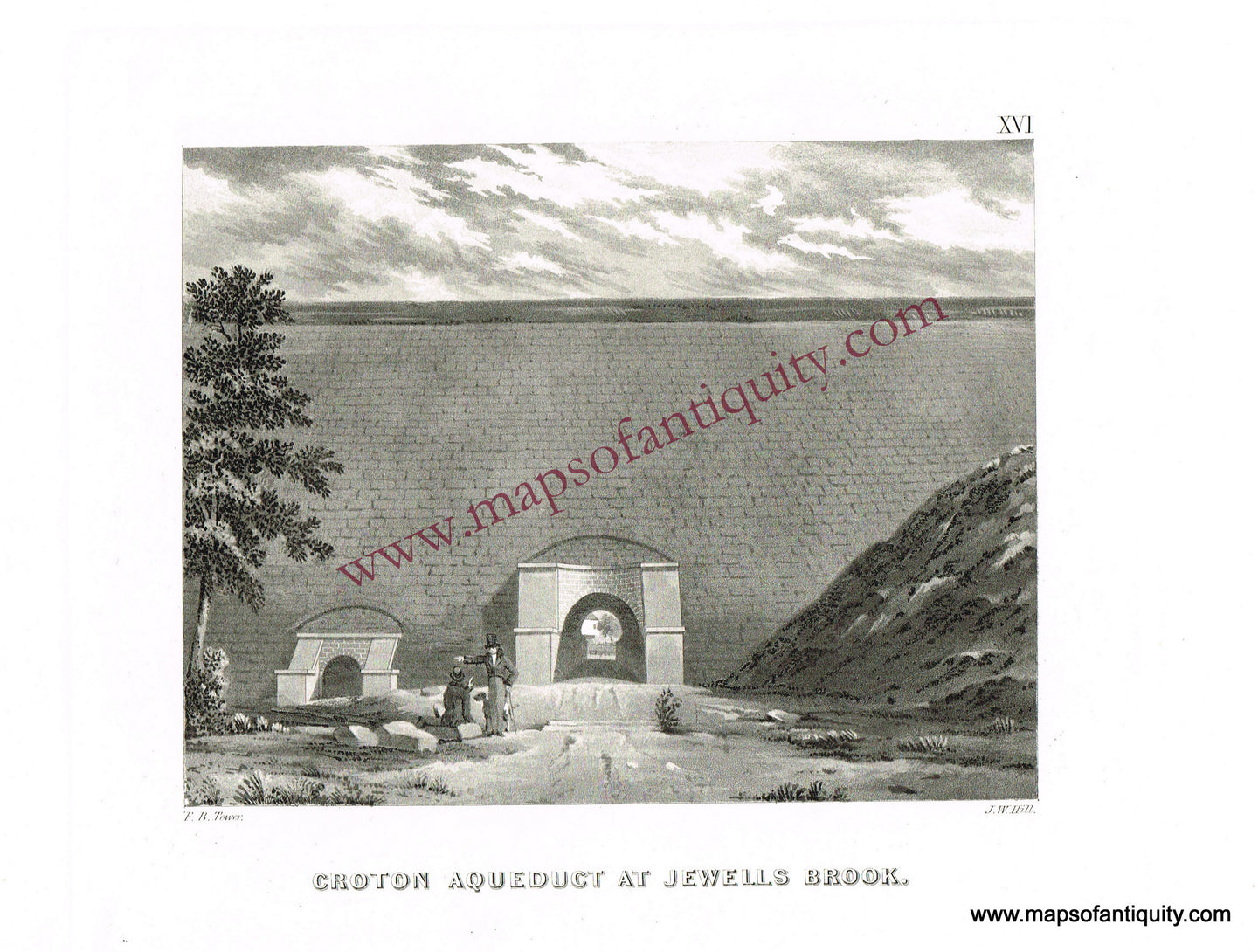 Antique-Uncolored-Print-Croton-Aqueduct-at-Jewells-Brook-United-States-New-York-1843-Tower/Wiley-&-Putnam-Maps-Of-Antiquity