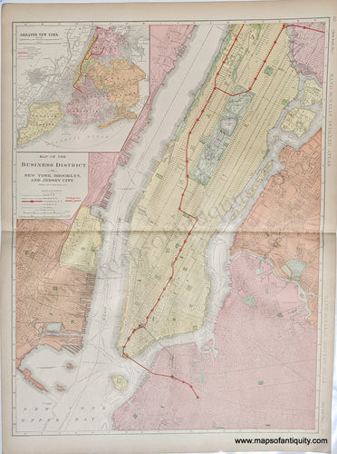 Antique-Printed-Color-Map-Map-of-the-Business-District-of-New-York-Brooklyn-and-Jersey-City-United-States-Northeast-1904-Rand-McNally-Maps-Of-Antiquity