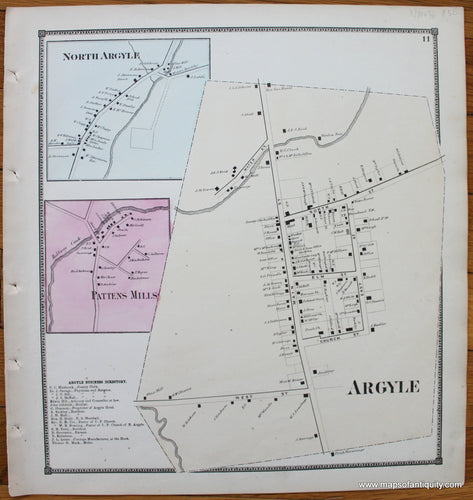 Antique-Map-Town-Towns-Downtown-Argyle-New-Topographical-Atlas-of-Washington-County-New-York-by-Stone-and-Stewart-1866-1860s-1800s-Mid-Late-19th-Century-Maps-of-Antiquity-