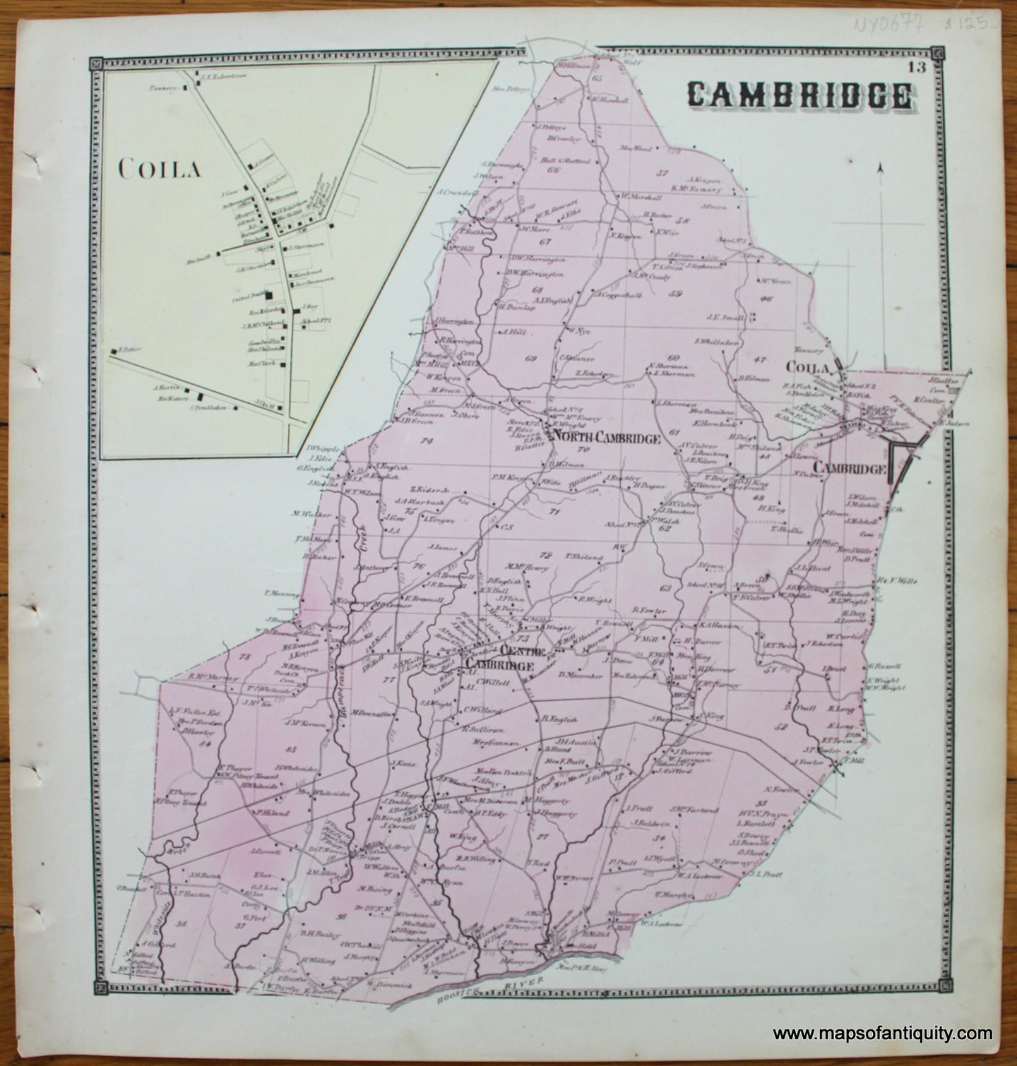 Antique-Map-Town-Towns-Cambridge-Coila-New-Topographical-Atlas-of-Washington-County-New-York-by-Stone-and-Stewart-1866-1860s-1800s-Mid-Late-19th-Century-Maps-of-Antiquity-