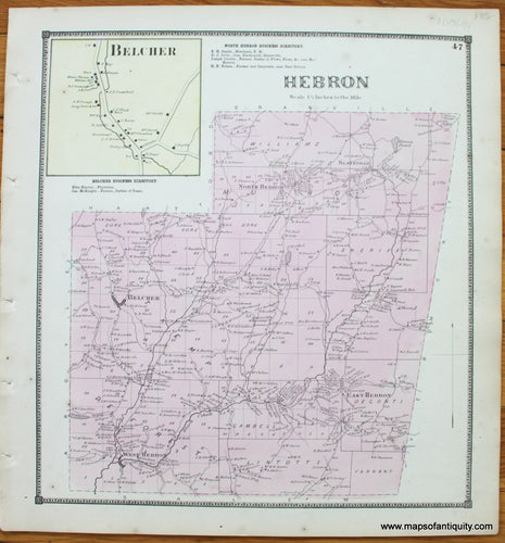 Antique-Map-Town-Towns-Hebron-Belcher-New-Topographical-Atlas-of-Washington-County-New-York-by-Stone-and-Stewart-1866-1860s-1800s-Mid-Late-19th-Century-Maps-of-Antiquity-