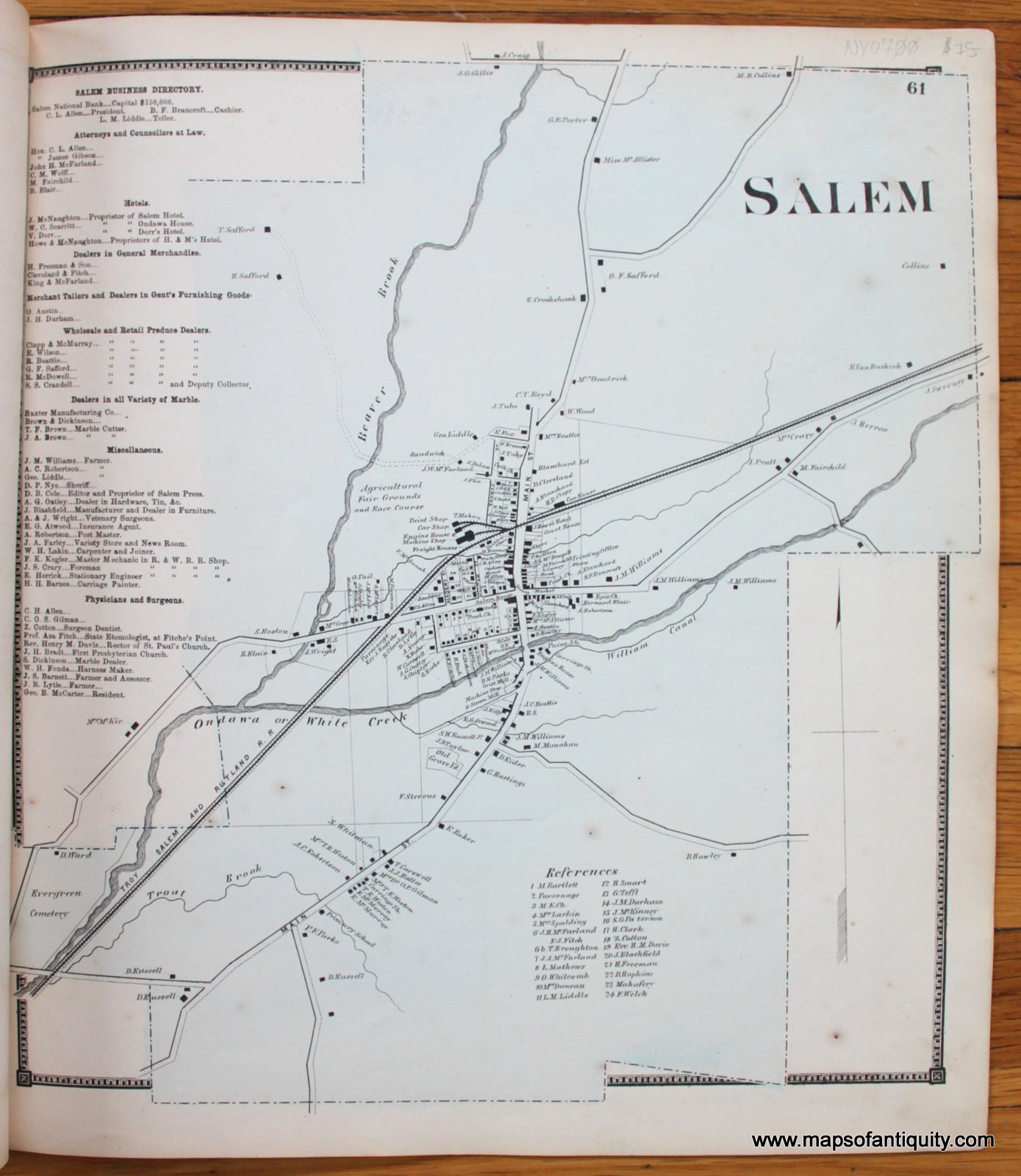 Antique-Map-Town-Towns-Salem-New-Topographical-Atlas-of-Washington-County-New-York-by-Stone-and-Stewart-1866-1860s-1800s-Mid-Late-19th-Century-Maps-of-Antiquity-