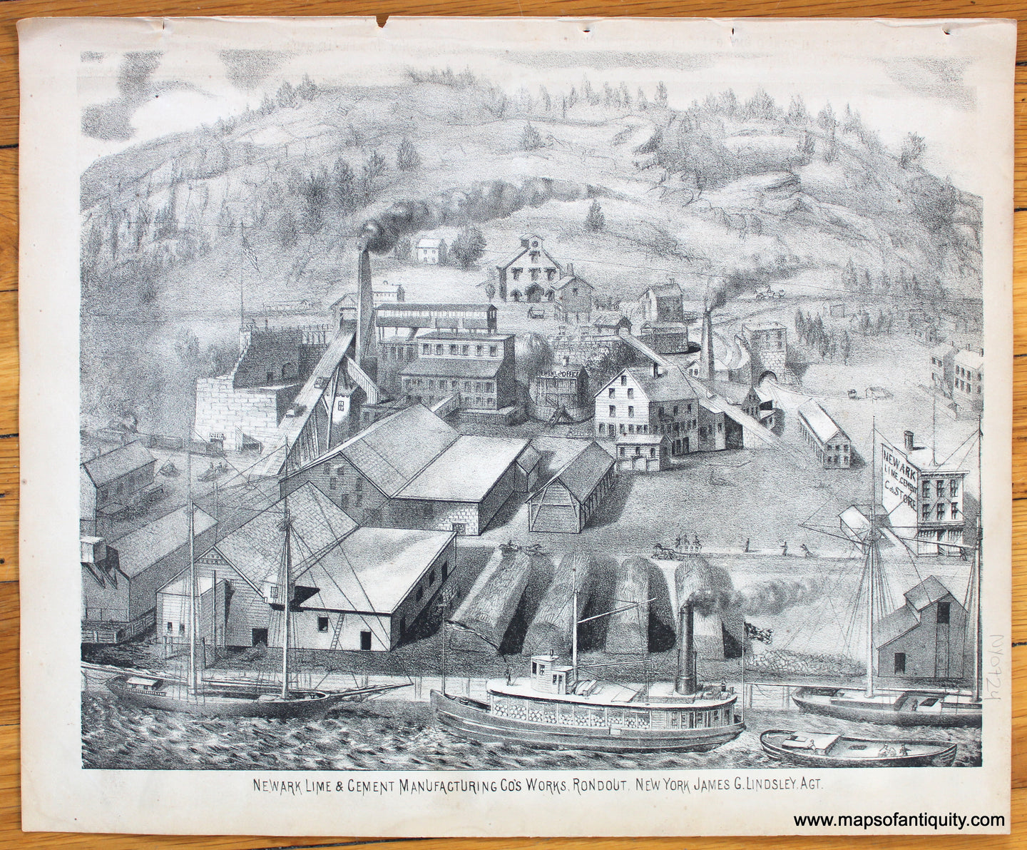 Newark-Lime-and-Cement-Manufacturing-Co's-Works-Rondout-New-York-James-G.-Lindsley-Agt.-Ulster-County-New-York-1875-Beers-1870s-1800s-19th-century-antique-Maps-of-Antiquity