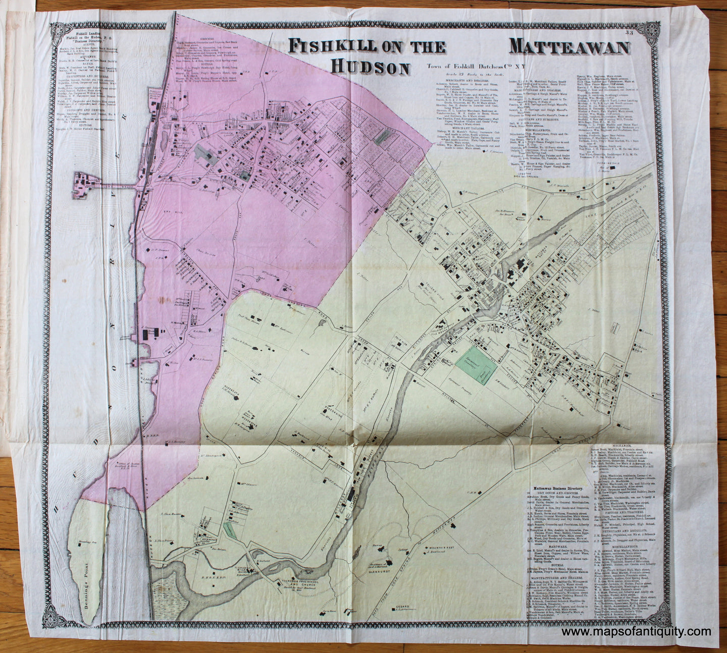 Antique-Map-Fishkill-on-the-Hudson-Matteawan-(NY)-Beers-1867-Maps-Of-Antiquity