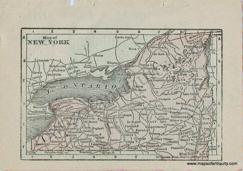 Antique-Printed-Color-Miniature-Map-Miniature-Map-of-New-York-1888-Blomgren-Bros.-Engravers-Northeast-New-York-State-1800s-19th-century-Maps-of-Antiquity