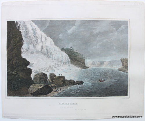 Hand-Colored-Antique-Print-Niagara-Falls.-As-Seen-From-Below.-1832-Wall-Archer-1800s-19th-century-Maps-of-Antiquity
