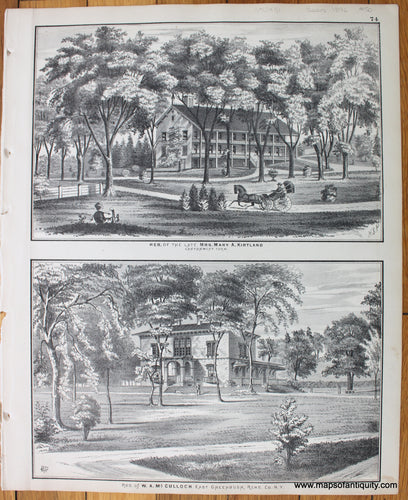Antique-Hand-Colored-Map-Residence-of-the-late-Mrs.-Mary-A.-Kirtland-Cantonment-Farm-Residence-of-W.A.-McCulloch-East-Greenbush-New-York-1876-Beers-1800s-19th-century-Maps-of-Antiquity