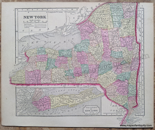 Antique-Hand-Colored-Map-New-York-United-States-New-York-1857-Morse-and-Gaston-Maps-Of-Antiquity-1800s-19th-century