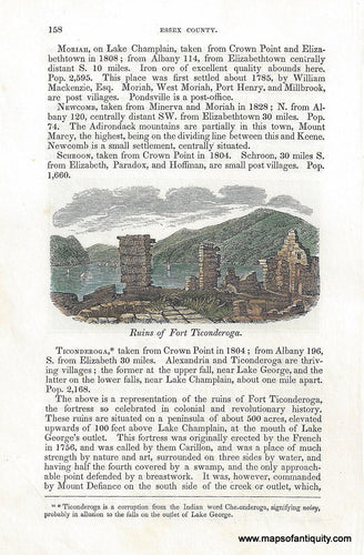 NYO910-Antique-Print-View-Ruins-Fort-Ticonderoga-NY-New-York-Lake-Champlain-1840-Barber