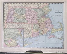 Load image into Gallery viewer, 1892 - New York; verso: New Hampshire and Vermont &amp; Massachusetts and Rhode Island - Antique Chart
