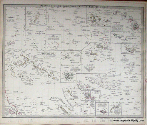 Antique-Hand-Colored-Map-Polynesia-or-Islands-in-the-Pacific-Ocean-******-Oceania-Polynesia-1840/1844-SDUK/Society-for-the-Diffusion-of-Useful-Knowledge-Maps-Of-Antiquity