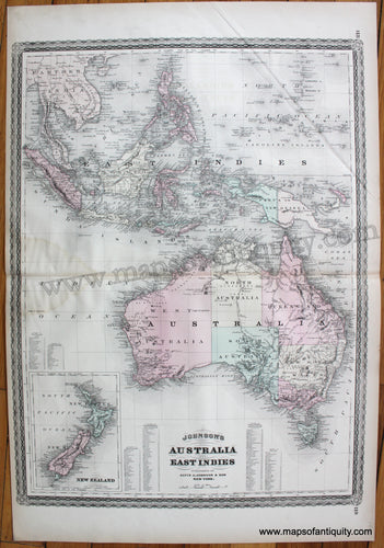 Antique-Map-Australia-and-East-Indies-southeast-Asia-Oceania-Johnson-Son-1880-1800s-19th-century-map-of-antiquity