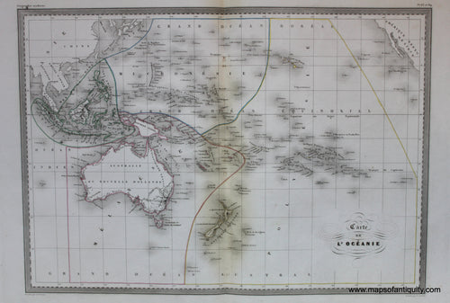 Antique-Hand-Colored-Map-Carte-de-L'Oceanie-Australia-&-Pacific--1846-M.-Malte-Brun-Maps-Of-Antiquity