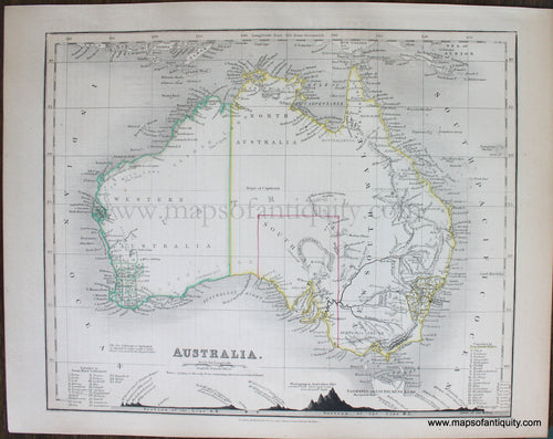 Genuine-Antique-Map-Australia-Australia-&-Pacific--1850-Petermann-/-Orr-/-Dower-Maps-Of-Antiquity-1800s-19th-century