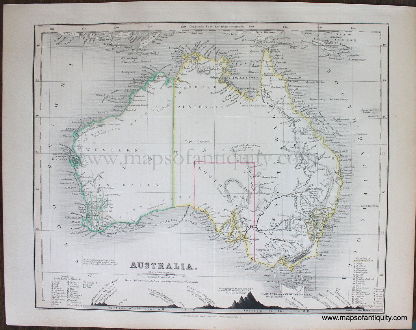 Genuine-Antique-Map-Australia-Australia-&-Pacific--1850-Petermann-/-Orr-/-Dower-Maps-Of-Antiquity-1800s-19th-century
