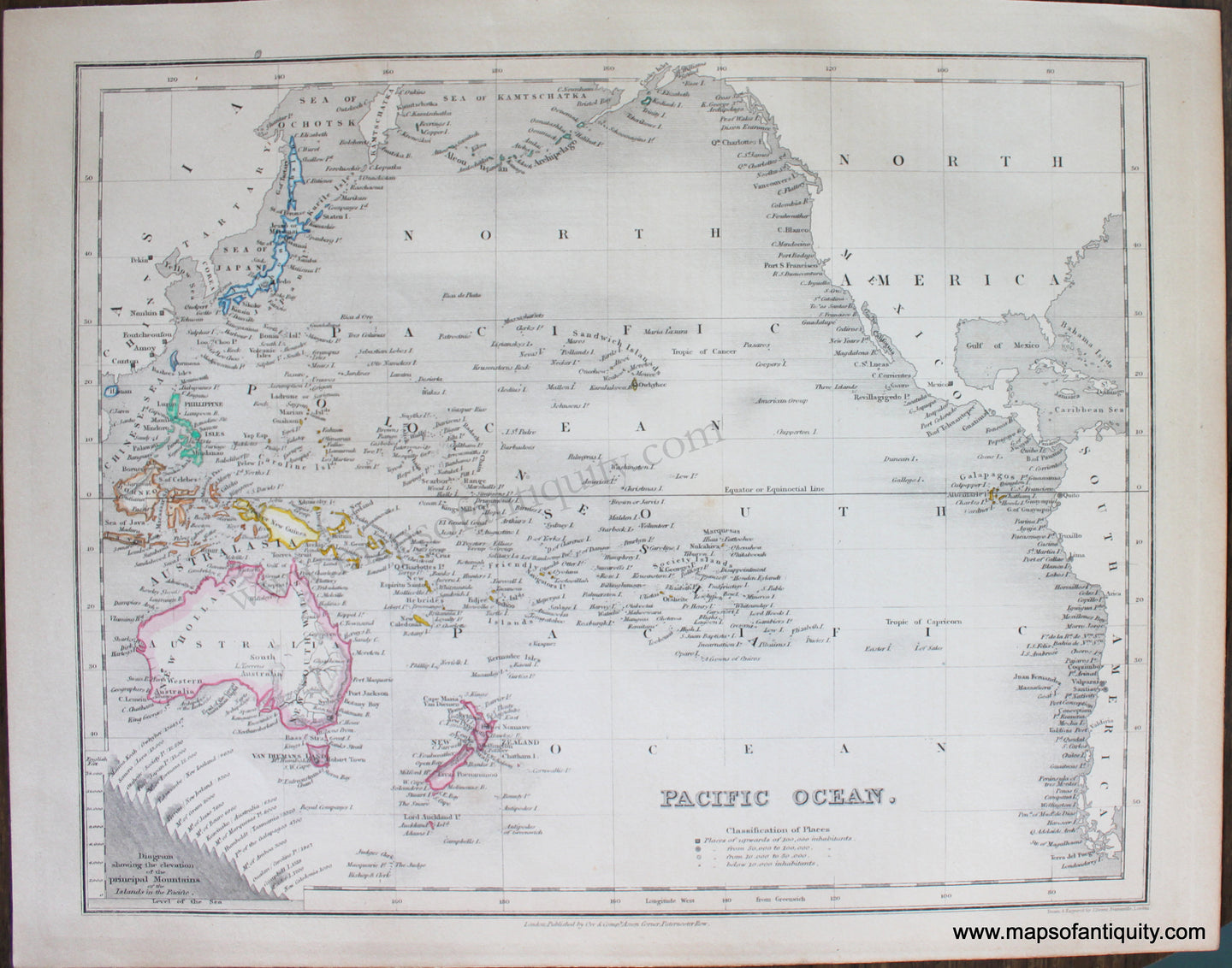 Genuine-Antique-Map-Pacific-Ocean-Australia-&-Pacific--1850-Petermann-/-Orr-/-Dower-Maps-Of-Antiquity-1800s-19th-century
