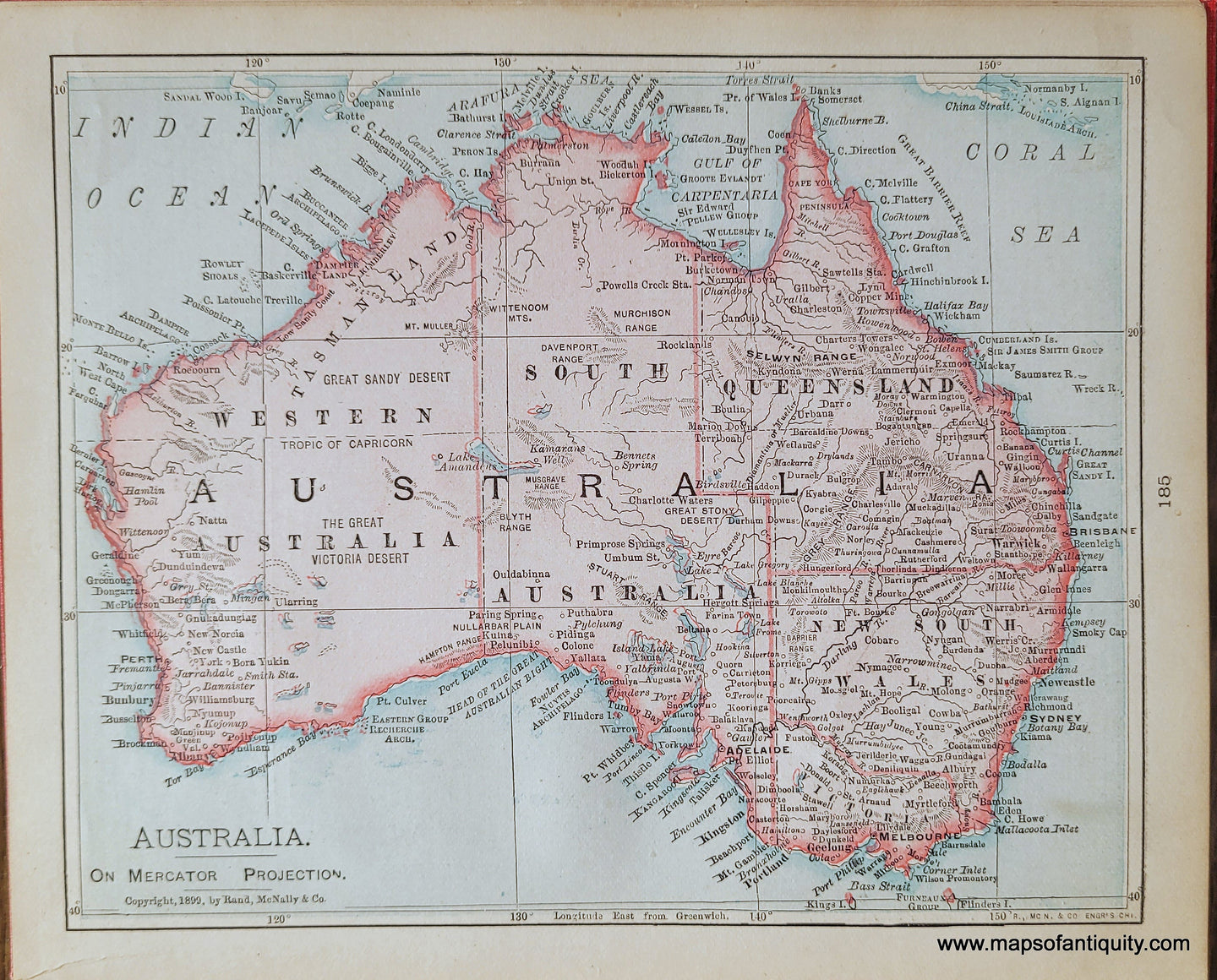 Genuine-Antique-Map-Australia-1900-Rand-McNally-Maps-Of-Antiquity