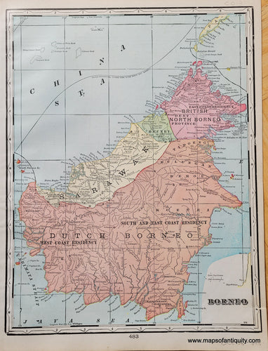 Genuine-Antique-Map-West-Australia-Versos-Borneo;-Map-of-New-Guinea-1903-Cram-Maps-Of-Antiquity