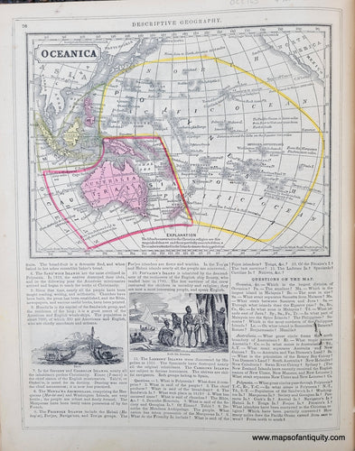 Genuine-Antique-Hand-Colored-Map-Oceanica-1850-Mitchell-Thomas-Cowperthwait-Co--Maps-Of-Antiquity