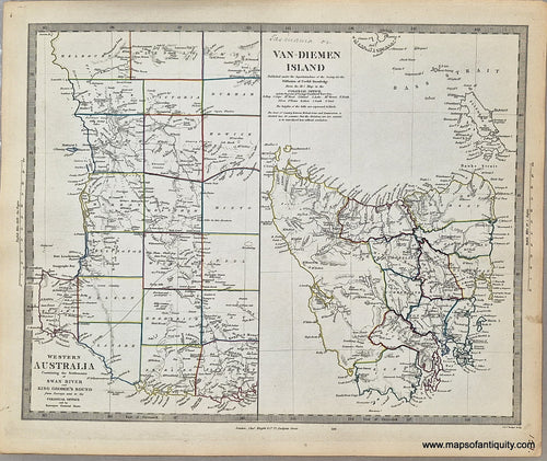 Genuine-Antique-Map-Western-Australia-and-Van-Diemen-Island-1850-SDUK-Society-for-the-Diffusion-of-Useful-Knowledge-Maps-Of-Antiquity