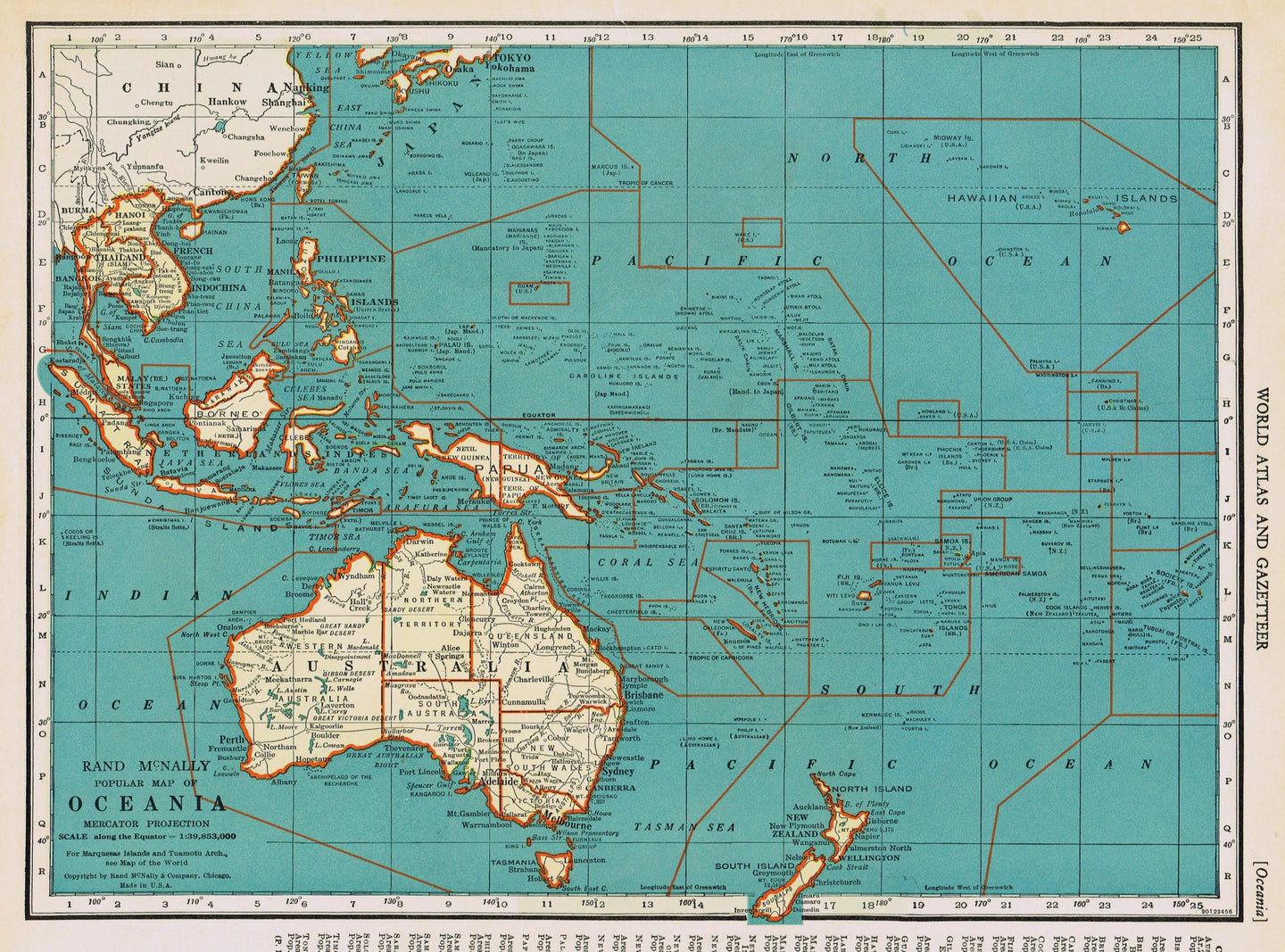 Genuine-Antique-Map-Popular-Map-of-Oceania-1940-Rand-McNally-Maps-Of-Antiquity