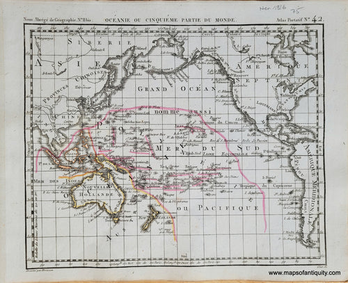 Genuine-Antique-Map-Australia-Oceania-and-the-Pacific-Oceanie-ou-Cinquieme-Partie-du-Monde-Oceania-Australia-Pacific-1816-Herisson-Maps-Of-Antiquity-1800s-19th-century