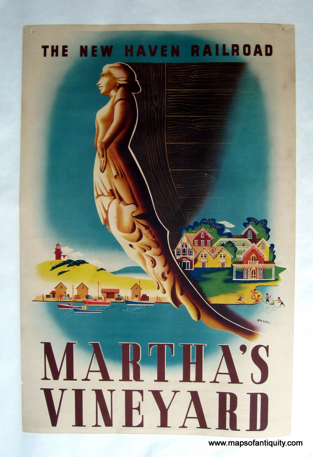 Original-Print-Martha's-Vineyard**********--Ben-Nason-Posters-c.-1940-Nason-Maps-Of-Antiquity