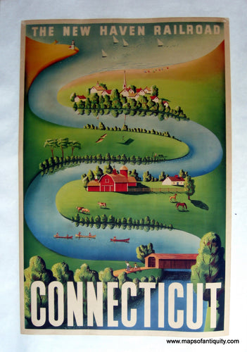 Original-Print-Connecticut**********--Ben-Nason-Posters-c.-1940-Nason-Maps-Of-Antiquity