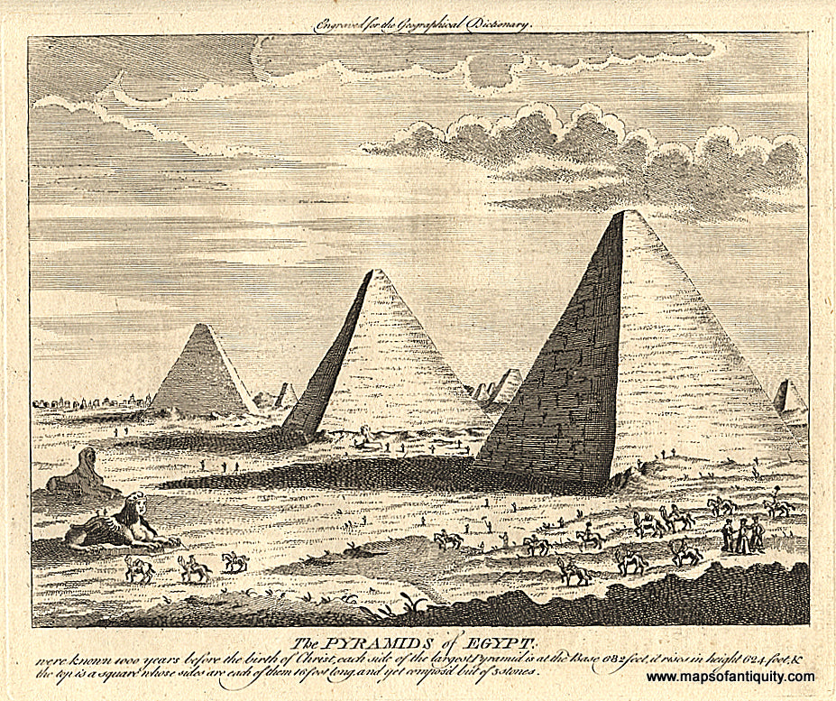 Antique-Black-and-White-Engraved-Illustration-The-Pyramids-of-Egypt-**********-Historical-Prints-Egypt-1759-Rollos-Maps-Of-Antiquity