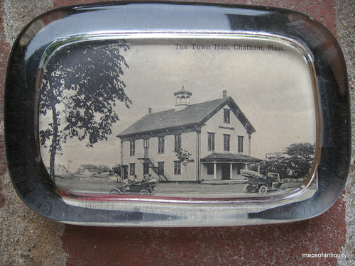 Antique-Glass-Paperweight-The-Town-Hall-Chatham-Mass.-More-Cape-Cod--1910--Maps-Of-Antiquity