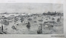 Load image into Gallery viewer, Antique-Black-and-White-Print-The-Day-Before-the-Great-Naval-Review----The-Fleet-Passing-Castle-William-on-its-Way-up-the-Hudson-Antique-Prints-Maritime-Prints-1893-Harper&#39;s-Weekly-Maps-Of-Antiquity

