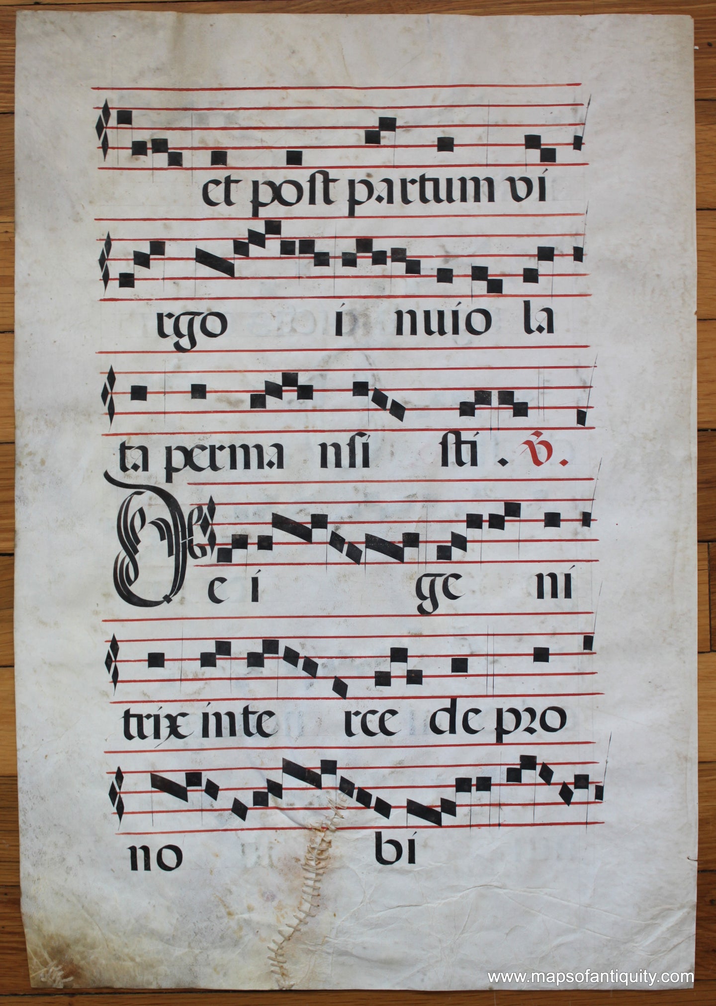 Hand-Painted-Antique-Sheet-Music-Antique-Sheet-Music-No-Title-with-Stitching-**********-Antique-Prints-Antique-Sheet-Music-Middle-Ages-Unknown-Maps-Of-Antiquity