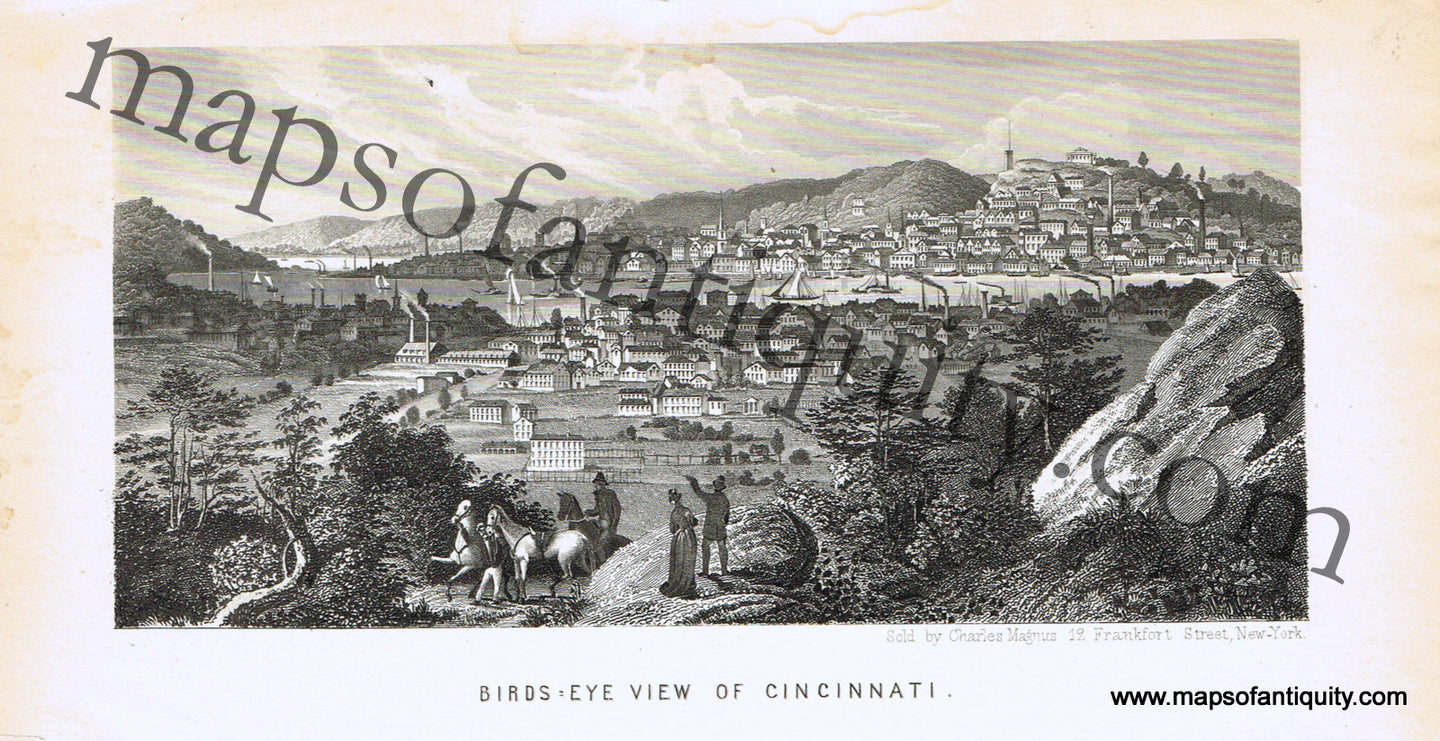 Antique-Black-and-White-Lithograph-Birds-Eye-View-of-Cincinnati-Bird's-Eye-View-Maps-Other-U.S.-City-Maps-Ohio--c.-1870-Magnus-Maps-Of-Antiquity