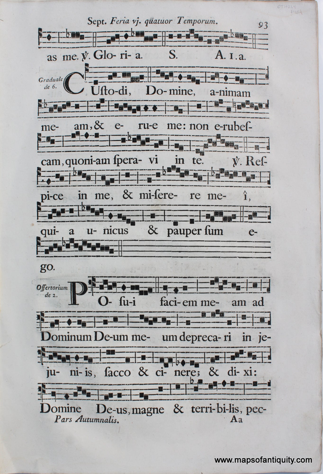 Antique-Black-and-White-Sheet-Music-Antique-Sheet-Music--Sept.-Feria-vj.-Quatuor-Temporum-pgs-93-94-Antique-Prints-Antique-Sheet-Music-c.-mid-1700s-unknown-Maps-Of-Antiquity