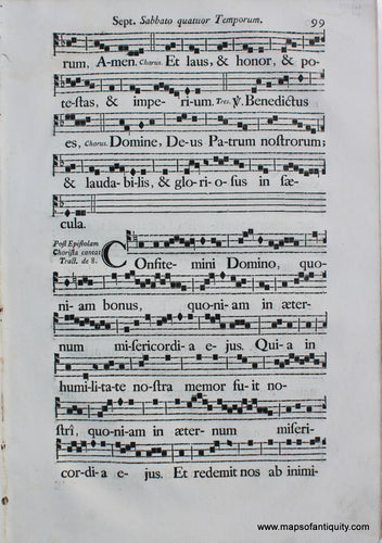 Antique-Black-and-White-Sheet-Music-Antique-Sheet-Music--Sept.-Sabbato-Quatuor-Temporum-pgs-99-100-Antique-Prints-Antique-Sheet-Music-c.-mid-1700s-unknown-Maps-Of-Antiquity