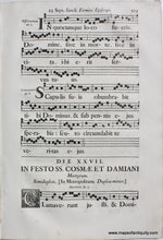 Load image into Gallery viewer, Antique-Sheet-Music-Woodblock-Printed-mid-18th-century-Feast-of-Saints-Cosmas-and-Damian
