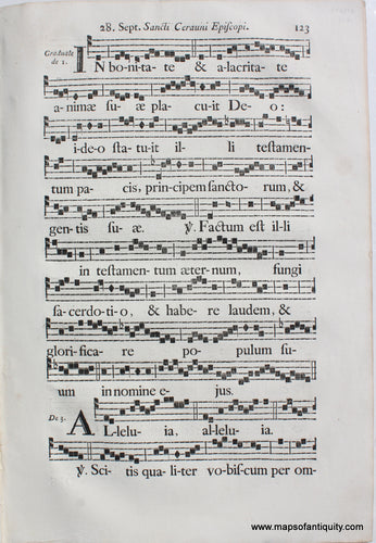 Antique-Sheet-Music-Woodblock-Printed-mid-18th-century-Feast-of-Saint-Cerauni