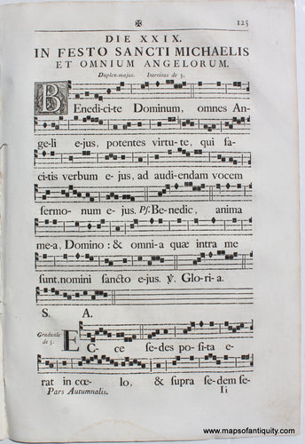 Antique-Sheet-Music-Woodblock-Printed-mid-18th-century-Feast-of-Saint-Michael-all-Angels