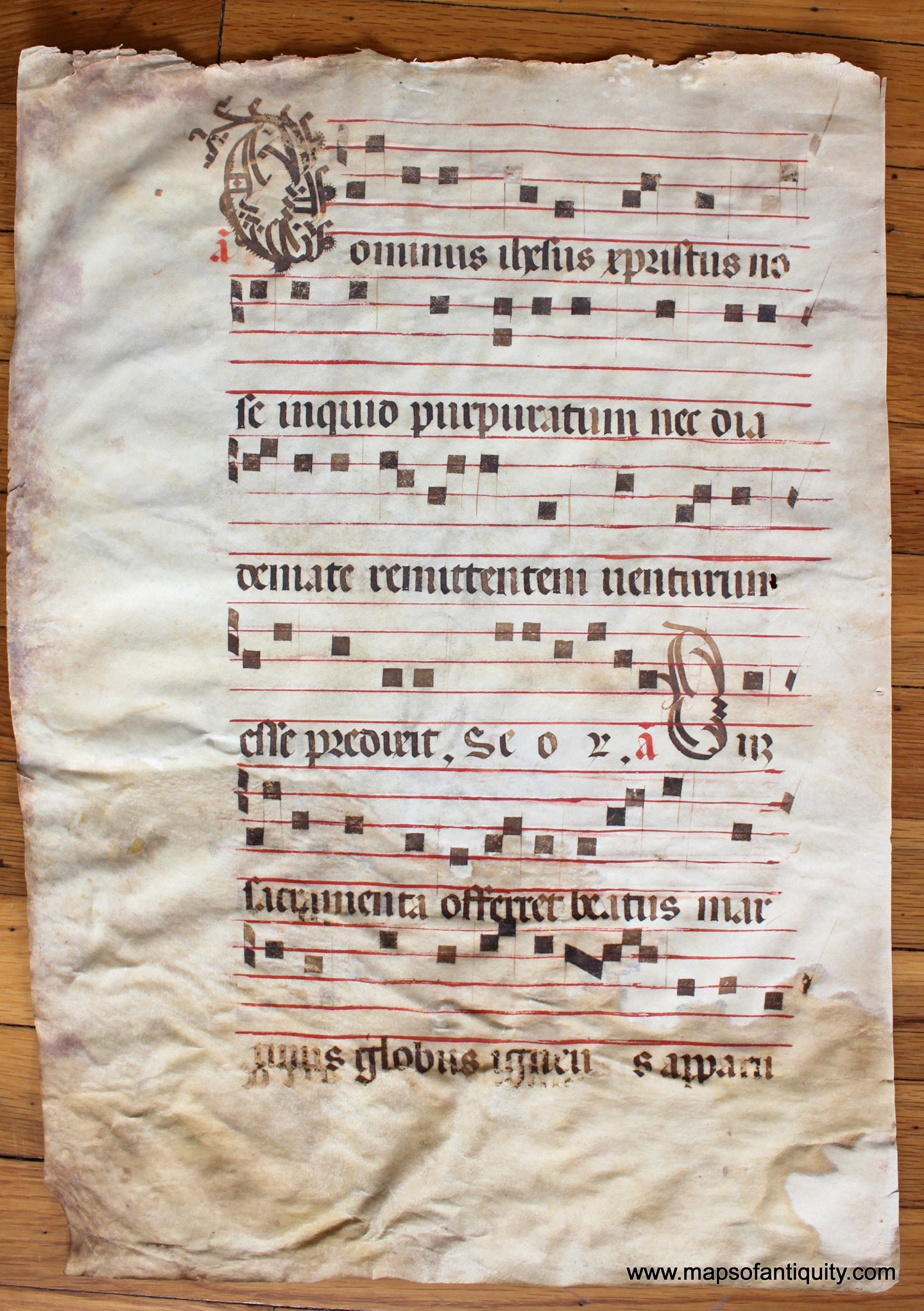 Antique-Sheet-Music-Hand-Painted-Vellum-16th-Century-1500s-Maps-of-Antiquity