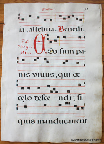 Antique-Sheet-Music-Liturgical-Vellum-Pentecost-16th-Century-1500s-Maps-of-Antiquity