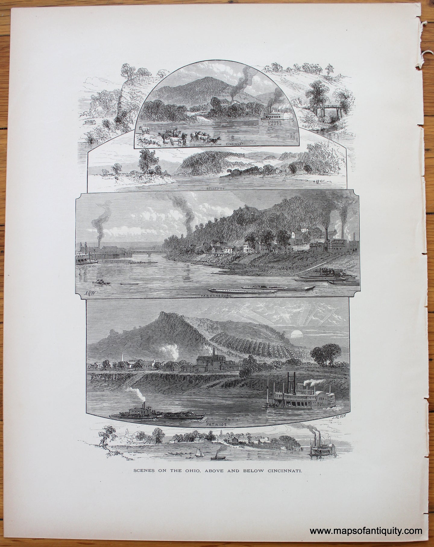 Antique-Print-Prints-Scenes-On-The-Ohio-River-Above-and-Below-Cincinnati-Picturesque-America-Maps-of-Antiquity