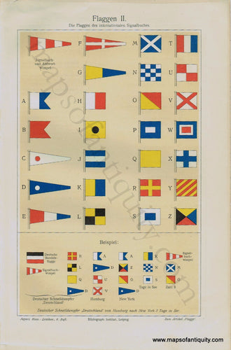 Antique-Printed-Color-Diagram-The-Flags-of-the-International-Signal-Book-Flaggen-II.-Die-Flaggen-des-internationalen-Signalbuches-1895-Meyers-Maritime-Print-Prints-1800s-19th-century-Maps-of-Antiquity