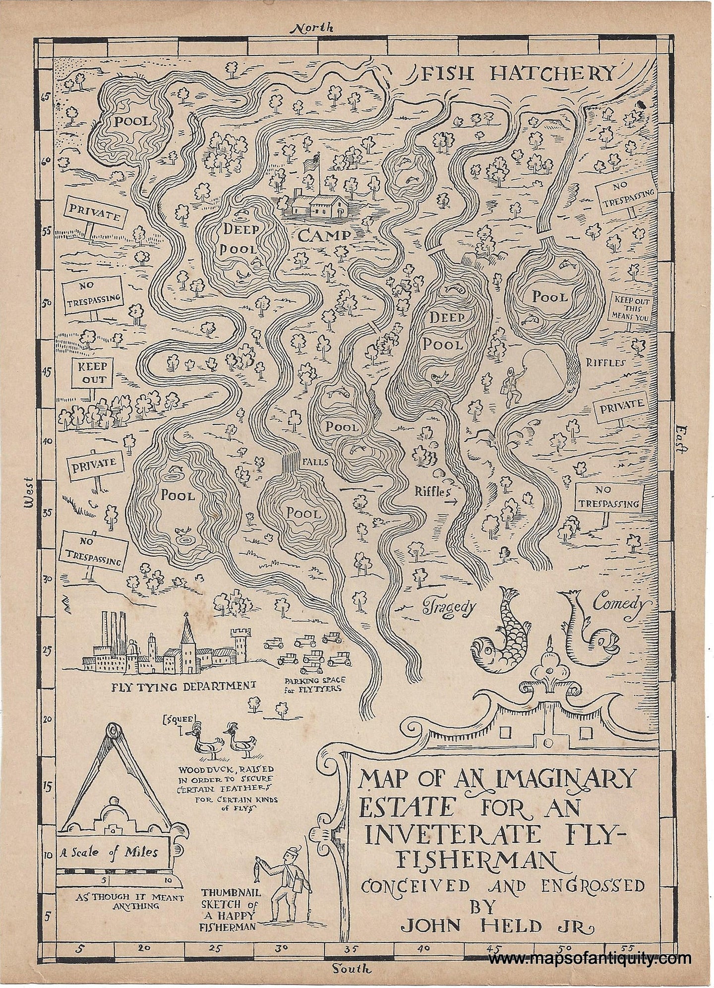Genuine-Antique-Map-Map-of-an-Imaginary-Estate-for-an-Inveterate-Fly-Fisherman-1920s-John-Held-Jr--Maps-Of-Antiquity